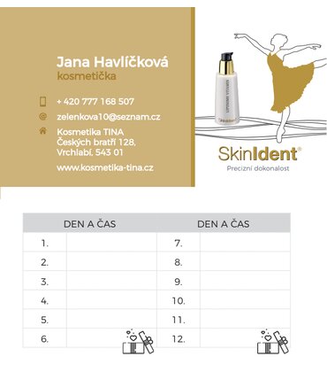 VIZITKA/NAVŠTÍVENKA s vernostným programom SkinIdent VIZITKA/NAVŠTÍVENKA s vernostným programom SkinIdent
